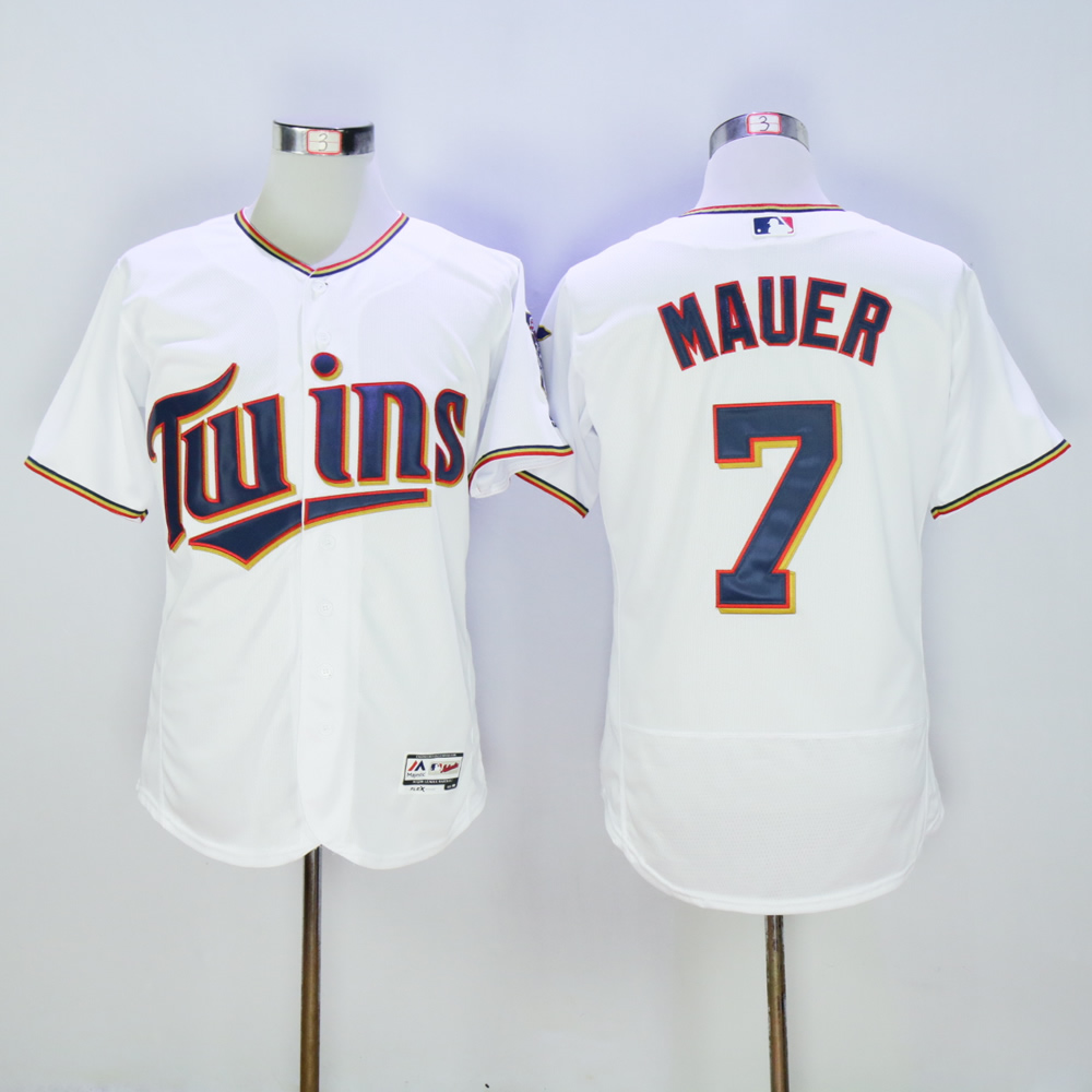 Men Minnesota Twins #7 Mauer White MLB Jerseys